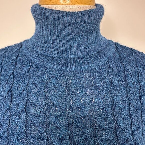 Scapa Of Scotland 100% Baby Alpaca Blue Sweater Women's Sz M Turtle Neck Peru - Picture 2 of 13